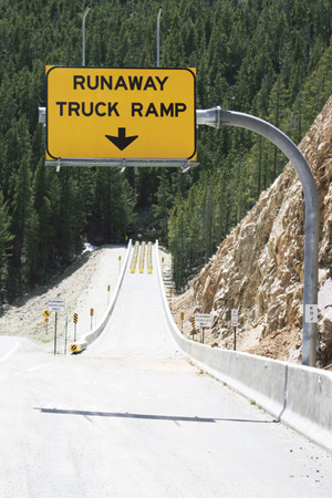 Runaway truck ramp on a mountain road