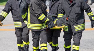 Firefighters at accident scene