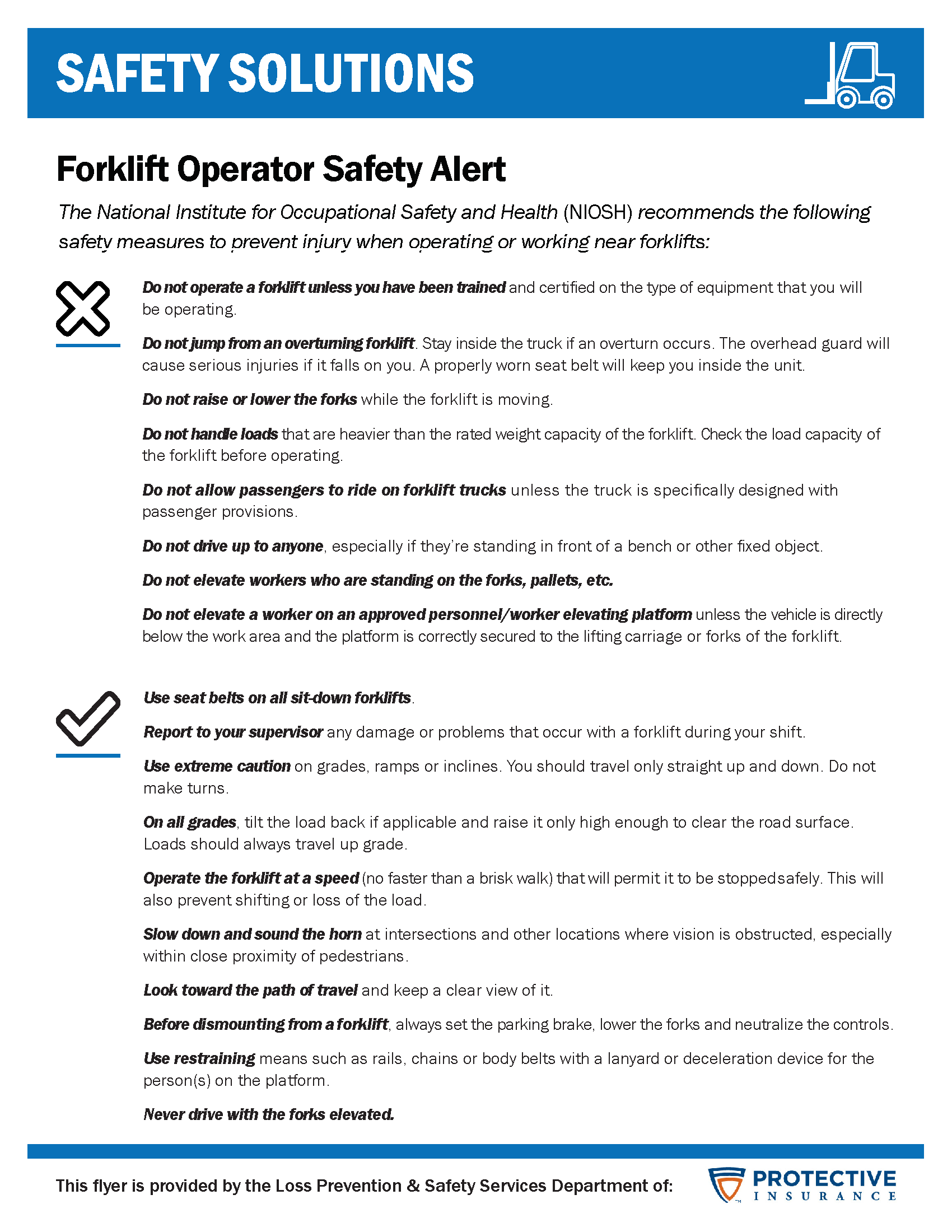 Forklift Operator Safety Alert